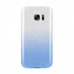 Wholesale Galaxy S7 Edge Shiny Armor Hybrid Case (Silver - Blue)